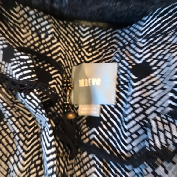 Anthropologie Maeve Chevron and Black Polka Dot Pattern Mini Dress Size SP - Picture 9 of 9